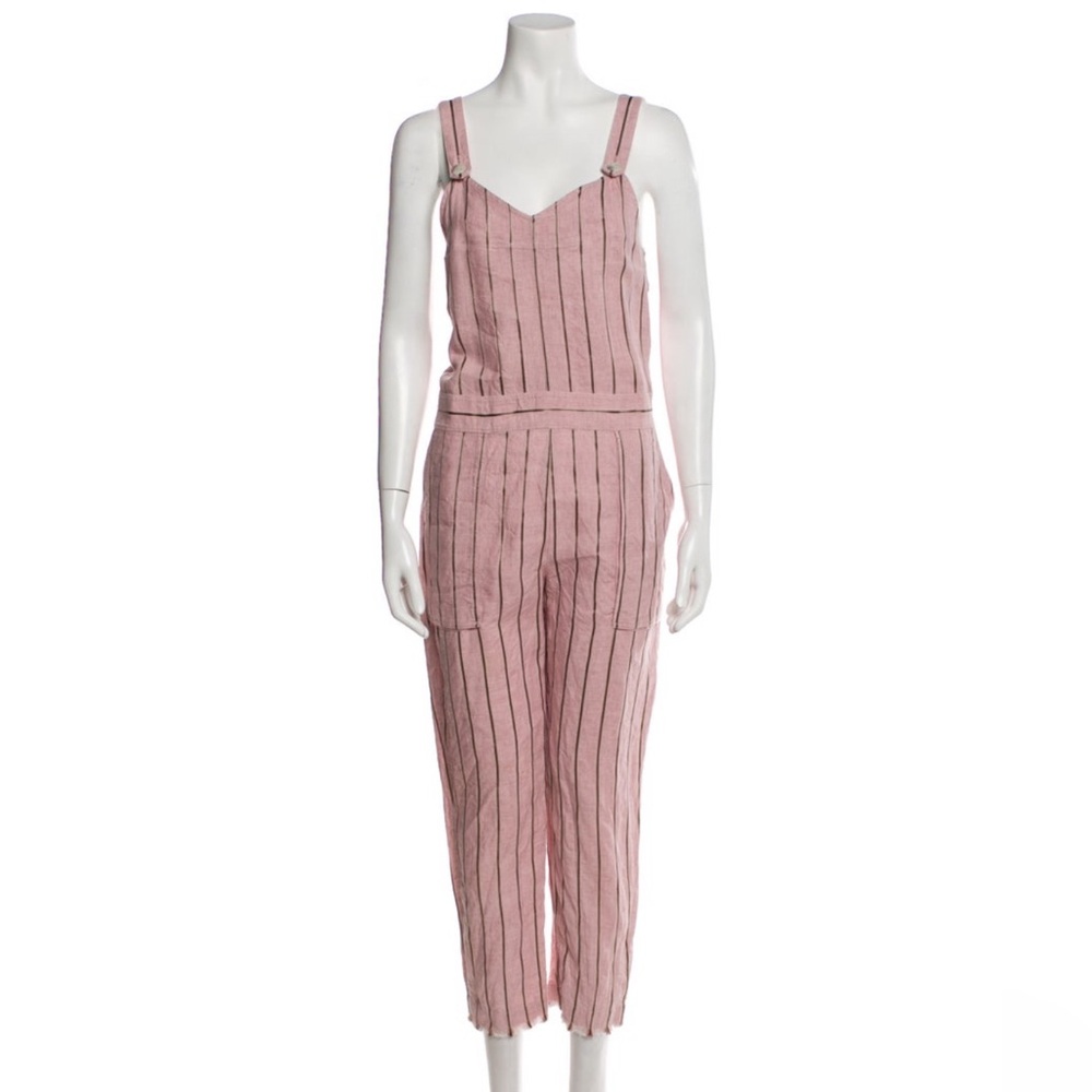Rag & Bone Pink Striped Linen Jumpsuit